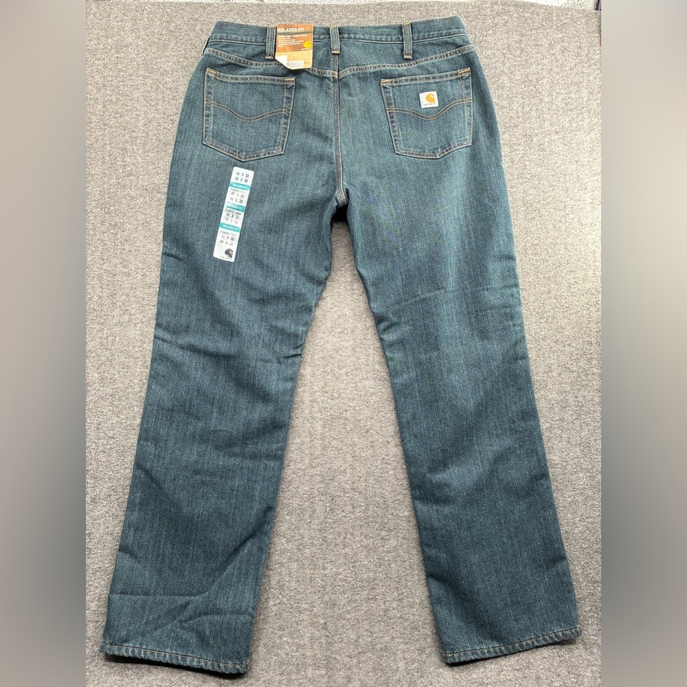 NWT Carhartt Men's Relaxed Fit Blue Denim Jeans Fleece Lined